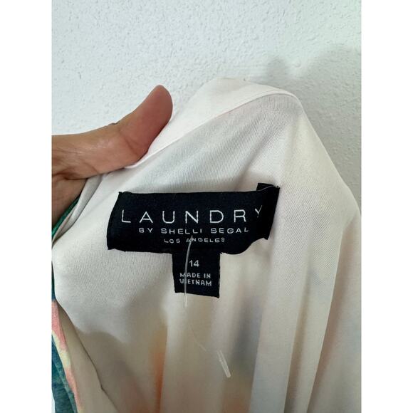 Laundry by Shelli Segal Abstract Watercolor Dress Size 14 - Picture 3 of 7